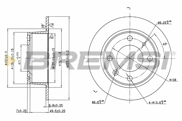 Disque de frein BREMSI CD6052S