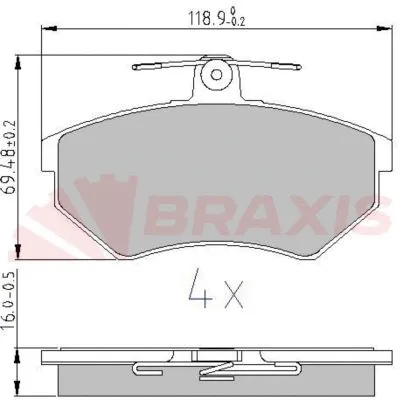 Kit de plaquettes de frein, frein à disque BRAXIS AA0607