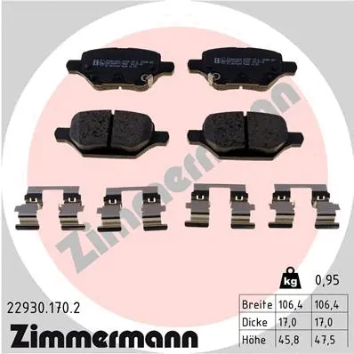 Kit de plaquettes de frein, frein à disque ZIMMERMANN 22930.170.2