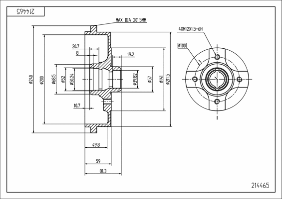 Tambour de frein HART 214 465