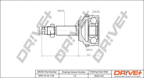 Jeu de joints, arbre de transmission Dr!ve+ DP2110.10.1145