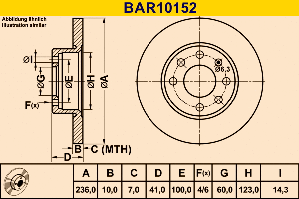 Disque de frein BARUM BAR10152
