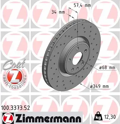 Disque de frein ZIMMERMANN 100.3373.52
