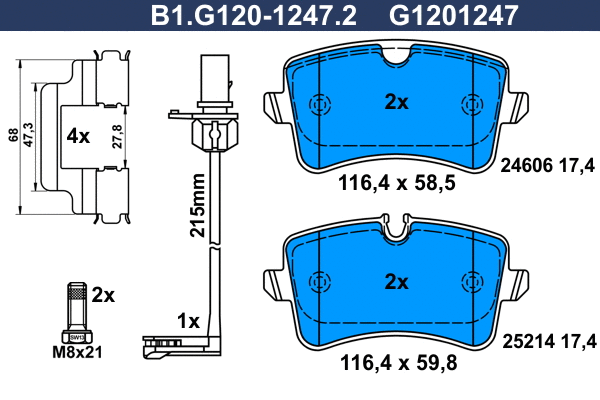 Kit de plaquettes de frein, frein à disque GALFER B1.G120-1247.2