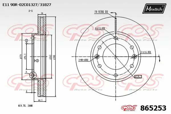 Disque de frein MAXTECH 865253