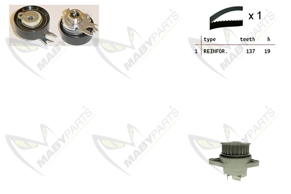 Pompe à eau + kit de courroie crantée MABYPARTS OBKWP0148