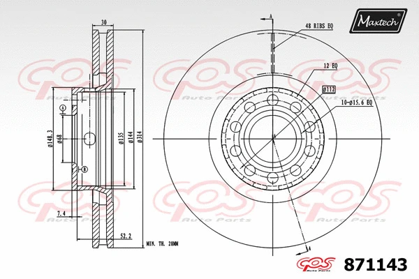 Disque de frein MAXTECH 871143