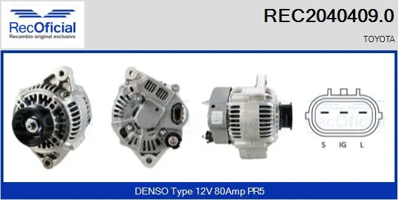 Alternateur RECOFICIAL REC2040409.0