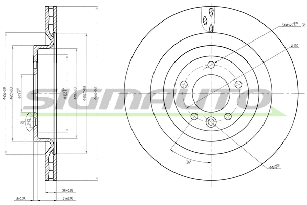 Disque de frein SIGMAUTO DBC433V