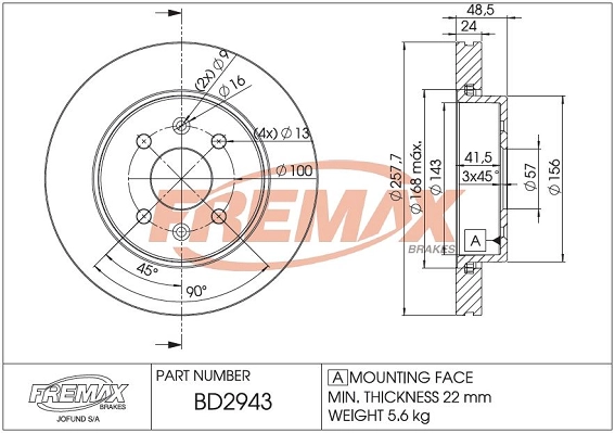 Disque de frein FREMAX BD-2943