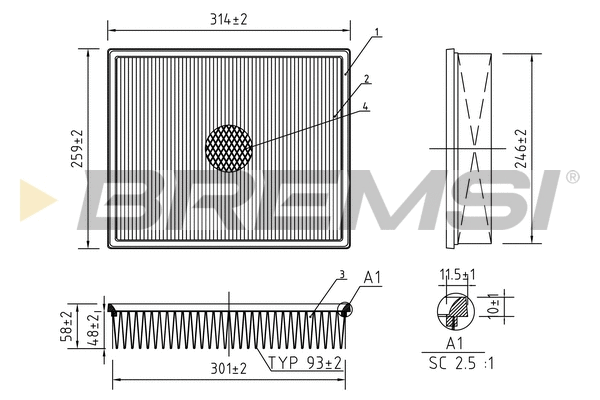 Filtre à air BREMSI FA1592