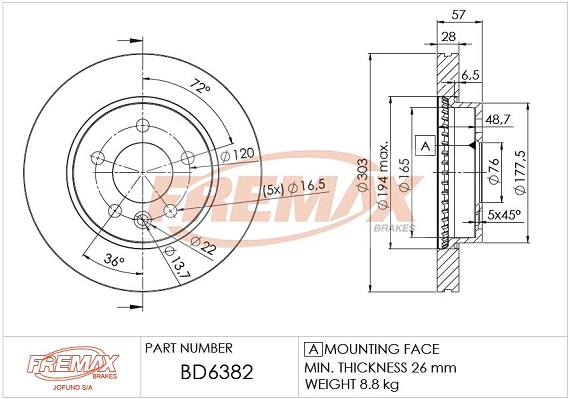 Disque de frein FREMAX BD-6382