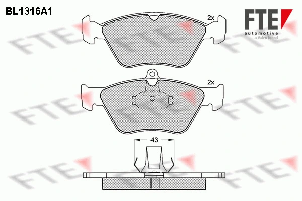 Kit de plaquettes de frein, frein à disque FTE 9010104