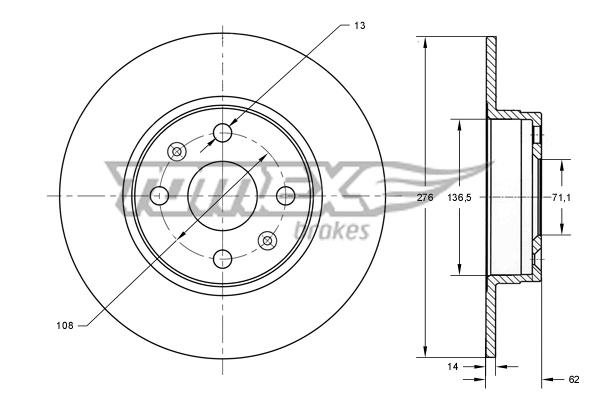 Disque de frein TOMEX Brakes TX 73-67