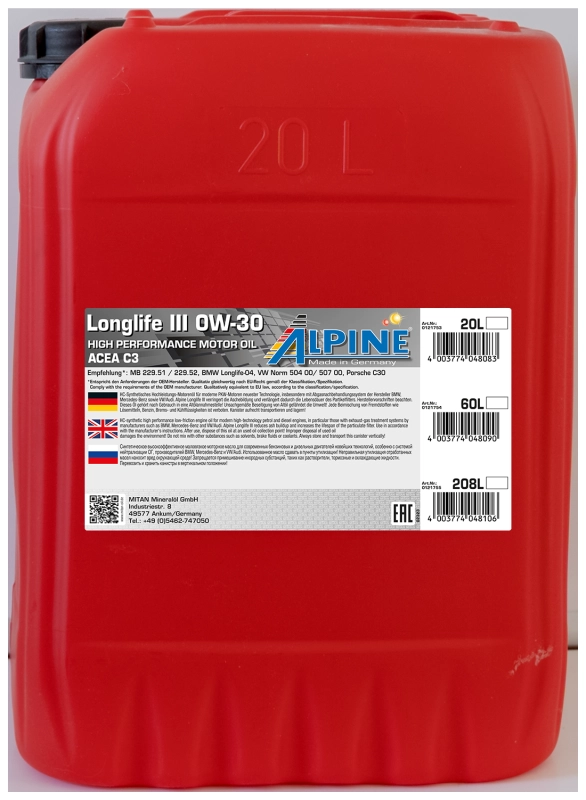 Huile moteur ALPINE 0121753