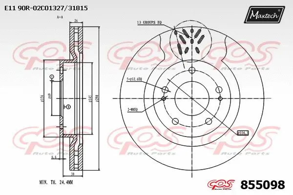 Disque de frein MAXTECH 855098