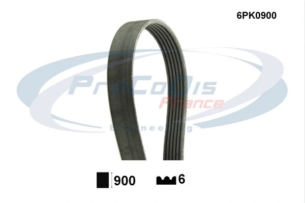Courroie trapézoïdale à nervures PROCODIS FRANCE 6PK0900