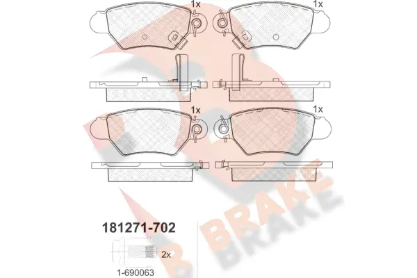Kit de plaquettes de frein, frein à disque R BRAKE RB1271-702