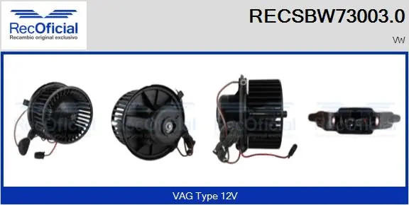 Pulseur d'air habitacle RECOFICIAL RECSBW73003.0