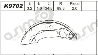 Jeu de mâchoires de frein ASIMCO K9702