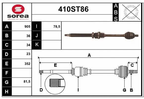 Arbre de transmission STARTCAR 410ST86
