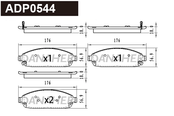 Kit de plaquettes de frein, frein à disque DANAHER ADP0544