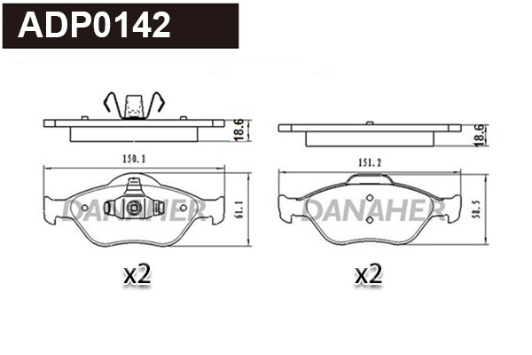 Kit de plaquettes de frein, frein à disque DANAHER ADP0142