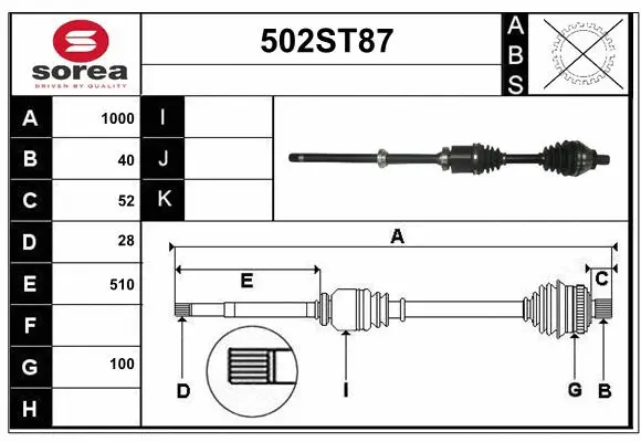 Arbre de transmission STARTCAR 502ST87
