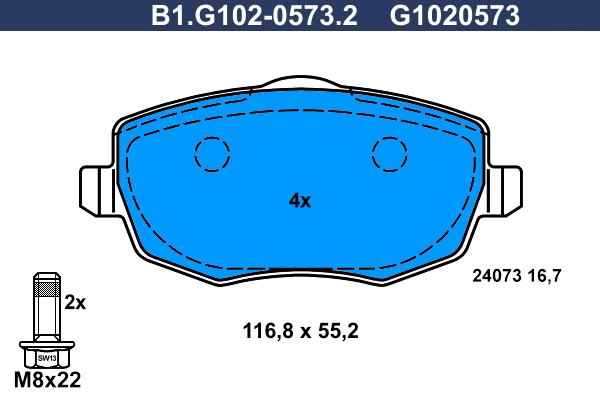 Kit de plaquettes de frein, frein à disque GALFER B1.G102-0573.2