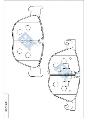 Kit de plaquettes de frein, frein à disque FBK FD14066