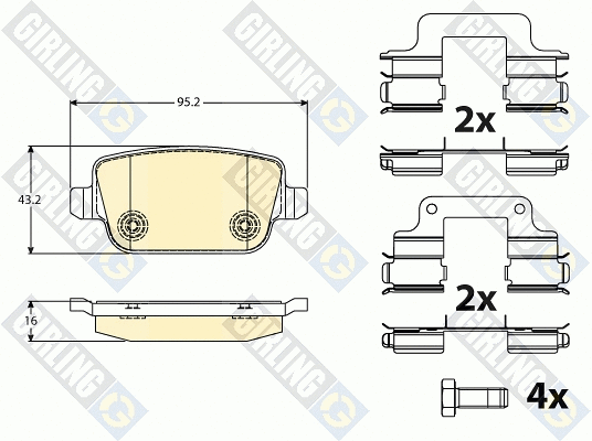 Kit de plaquettes de frein, frein à disque GIRLING 6117081