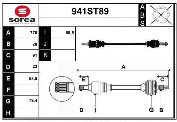 Arbre de transmission STARTCAR 941ST89