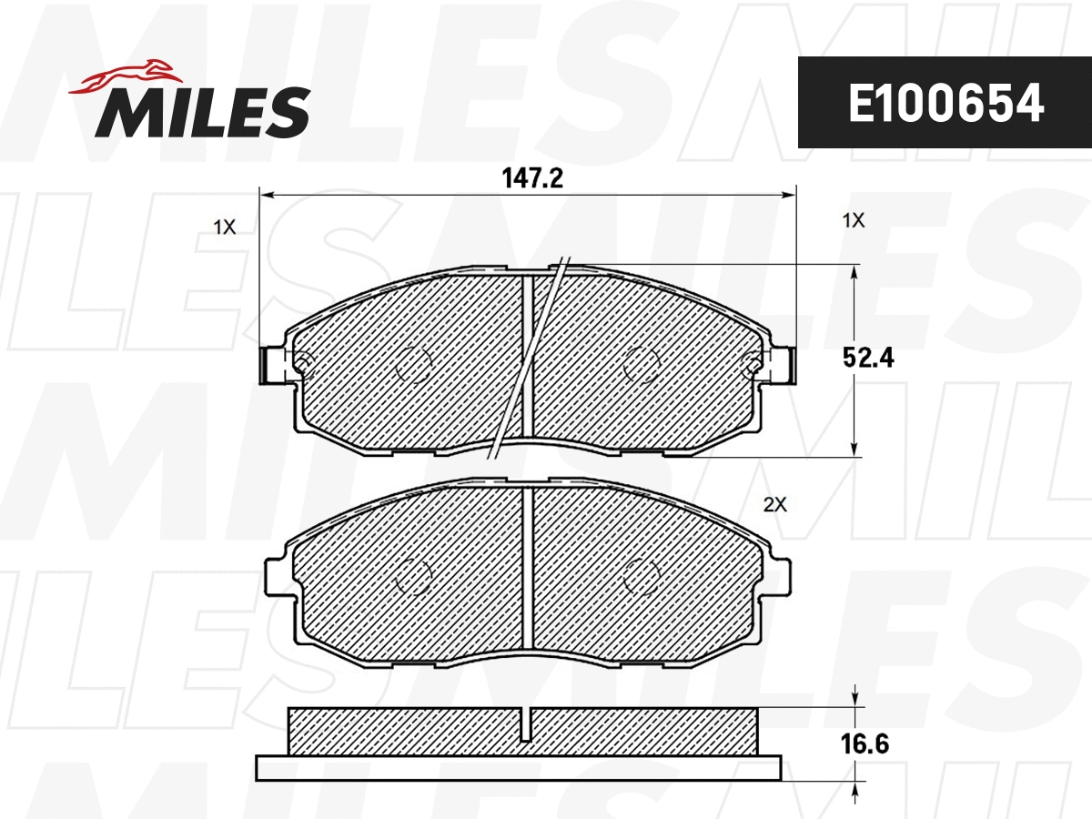 Kit de plaquettes de frein, frein à disque MILES E100654