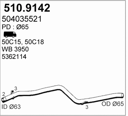 Tuyau d'échappement ASSO 510.9142