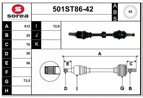 Arbre de transmission STARTCAR 501ST86-42