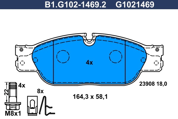 Kit de plaquettes de frein, frein à disque GALFER B1.G102-1469.2