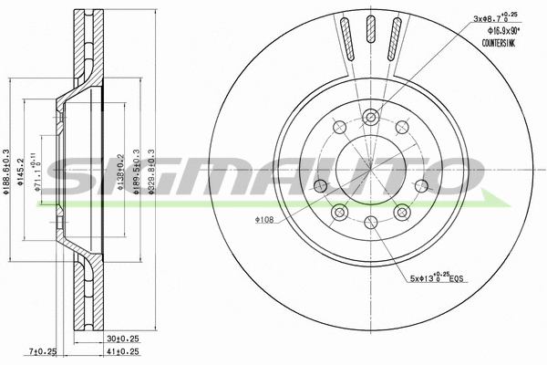 Disque de frein SIGMAUTO DBB274V