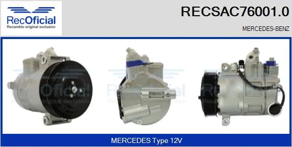 Compresseur, climatisation RECOFICIAL RECSAC76001.0