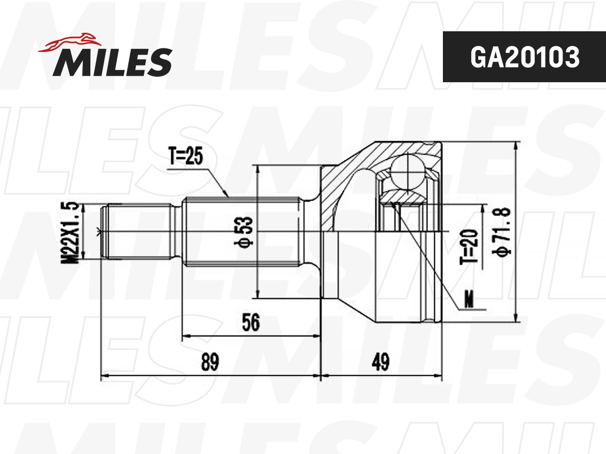 Jeu de joints, arbre de transmission MILES GA20103