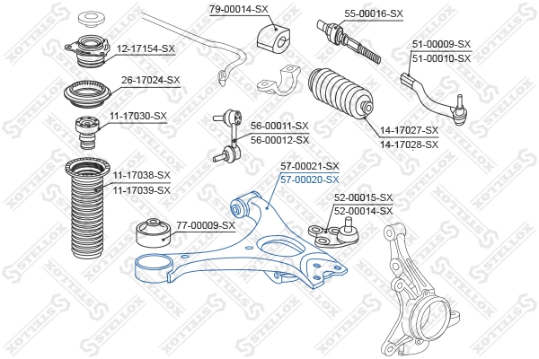 Bras de liaison, suspension de roue STELLOX 57-00020-SX