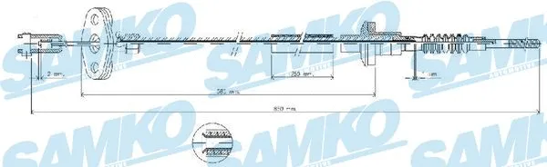 Tirette à câble, commande d'embrayage SAMKO C0035C