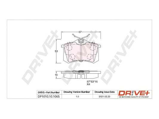 Kit de plaquettes de frein, frein à disque Dr!ve+ DP1010.10.1065