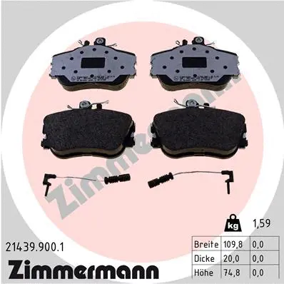 Kit de plaquettes de frein, frein à disque ZIMMERMANN 21439.900.1