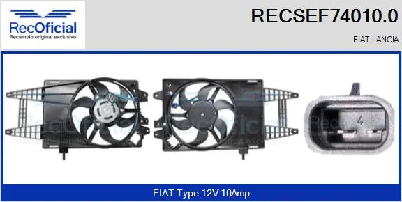 Moteur électrique, ventilateur pour radiateurs RECOFICIAL RECSEF74010.0