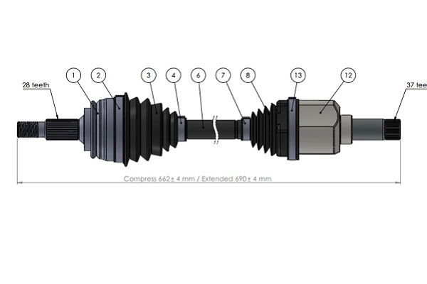 Arbre de transmission SERCORE 221875