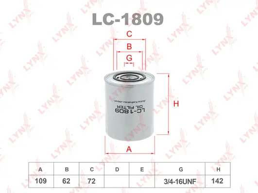 Filtre à huile LYNXAUTO LC-1809