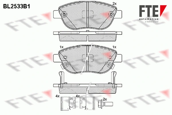Kit de plaquettes de frein, frein à disque FTE 9010786