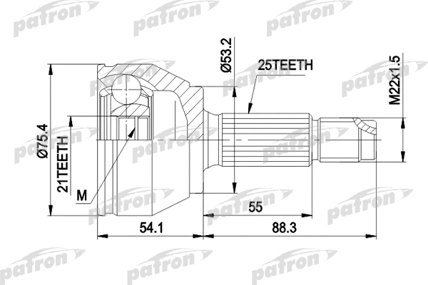 Jeu de joints, arbre de transmission PATRON PCV3385