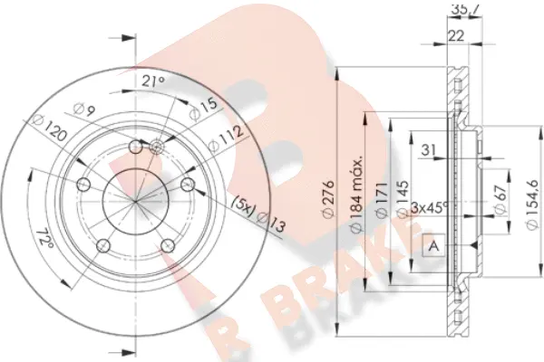Disque de frein R BRAKE 78RBD20612