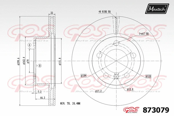 Disque de frein MAXTECH 873079